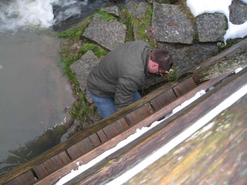 Auf glitschigen Steinen unter eine kleine Br&uuml;cke, TTTOOOOLLLLLL.